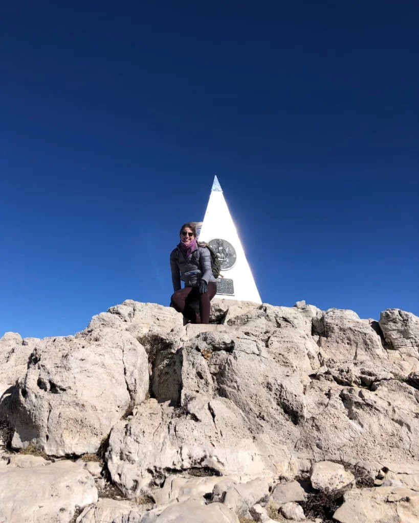 Girl at the top of guadalupe peak the texas high point trail