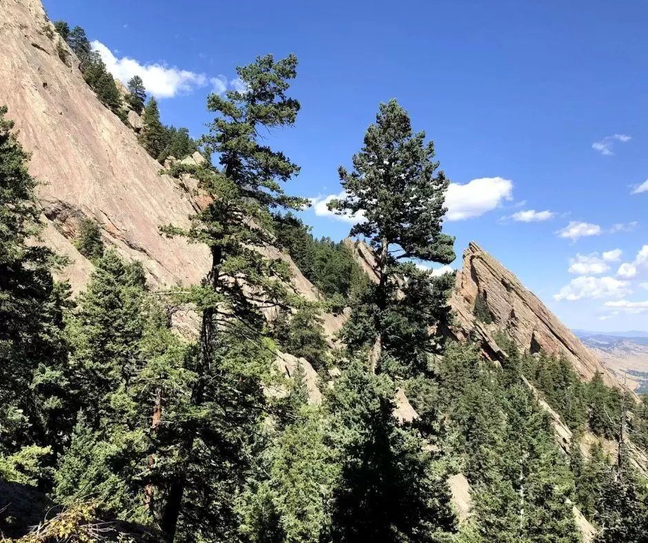 views of flatirons from royal arch trail in boulder colorado