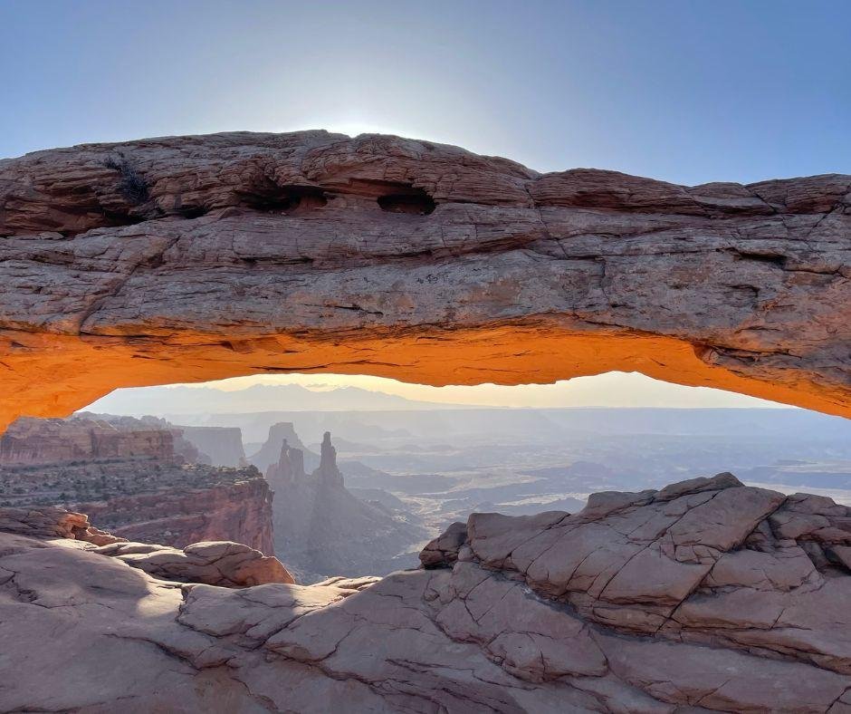 sunrise at mesa arch in canyonlands national park in utah