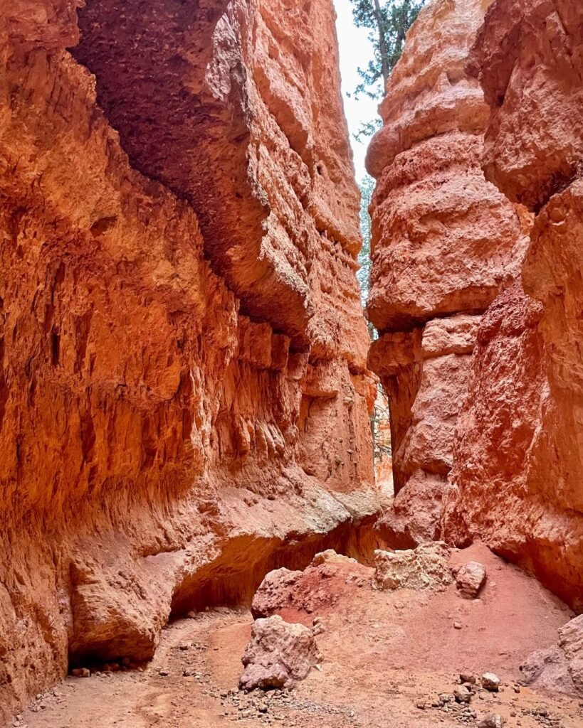 Towering cliffs towards the end of Wall Street